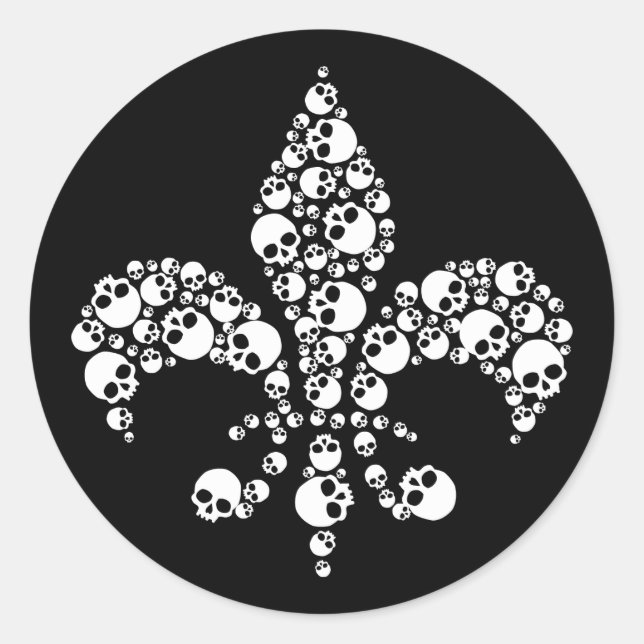 Skull Fleur De Lis Classic Round Sticker (Front)