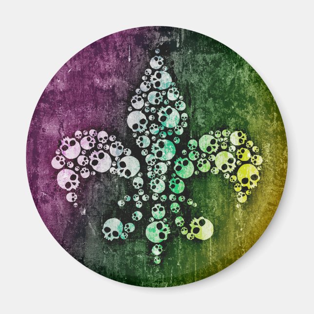Skull Fleur De Lis Magnet (Front)