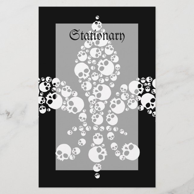 Skull Fleur De Lis Stationery (Front)