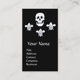 SKULL,FLEUR DE LISE /ANTIQUE PIRATES TREASURE MAPS BUSINESS CARD