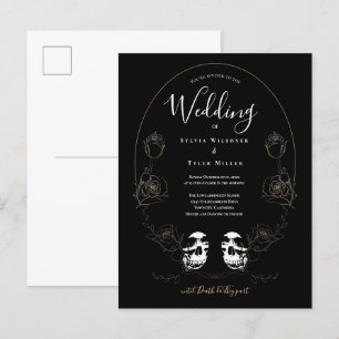 Skull Floral Black Gothic  Invitation Postcard