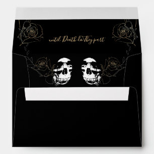 Skull Floral Black Gothic Wedding Envelope