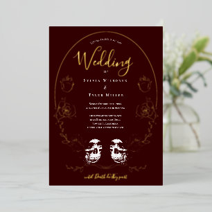 Skull Floral Burgundy Gothic Wedding