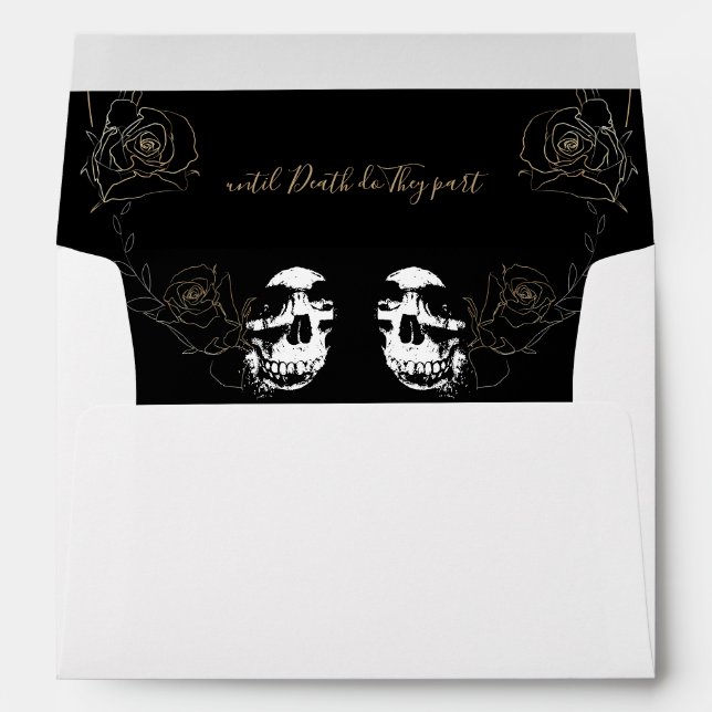 Skull Floral Gothic Wedding Envelope (Back (Bottom))