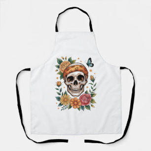 Skull Floral Halloween Spooky Apron