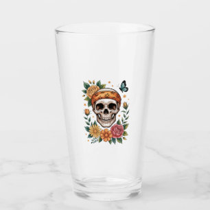 Skull Floral Halloween Spooky Glass