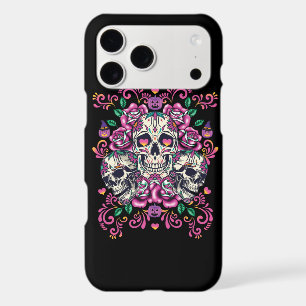 Skull floral, skeleton watercolor pink ,Halloween.