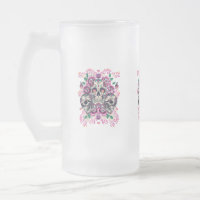 Skull floral, skeleton watercolor pink ,Halloween.