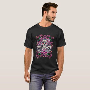 Skull floral, skeleton watercolor pink ,Halloween. T-Shirt