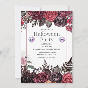 Skull Floral Spider Wave Small Business Halloween  Invitation
