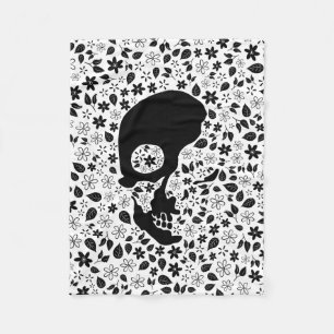 Skull Flower (Customisable background colour) Fleece Blanket