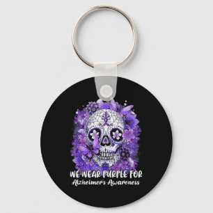 Skull Flower Wear Purple Ribbon Alzheimerheimer Aw Key Ring