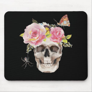 Skull Flowers Butterfly Spider Halloween Gift Mouse Mat