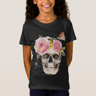 Skull Flowers Butterfly Spider Halloween Gift T-Shirt