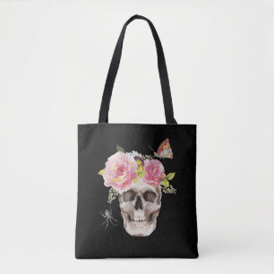 Skull Flowers Butterfly Spider Halloween Gift Tote Bag