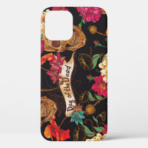 Skull Flowers Day Dead Background iPhone 12 Case