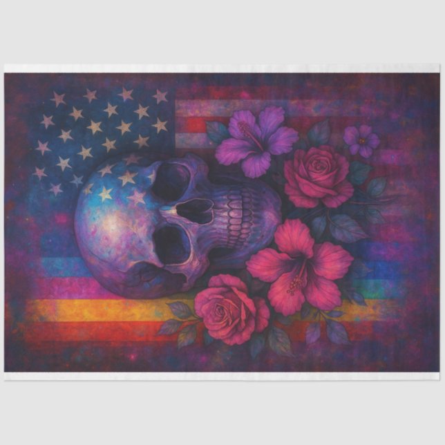 Skull & Flowers & Flags Decoupage Paper – LGBTQ (Front)
