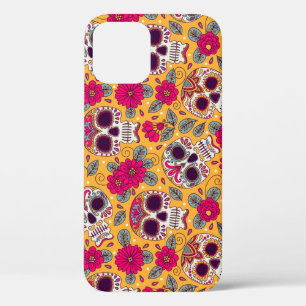 Skull Flowers: Mexican Day Background iPhone 12 Case
