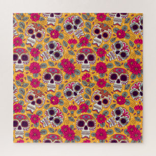 Skull Flowers: Mexican Day Background Jigsaw Puzzle