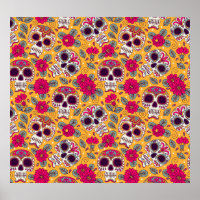 Skull Flowers: Mexican Day Background