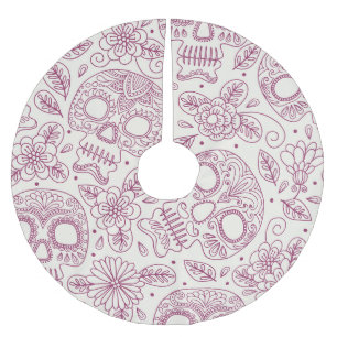 Skull Flowers: Mexican Day Seamless. Brushed Polyester Tree Skirt
