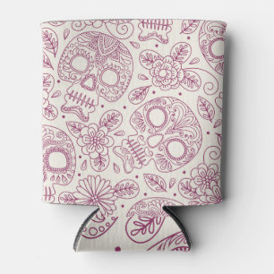 Skull Flowers: Mexican Day Seamless. Can Cooler