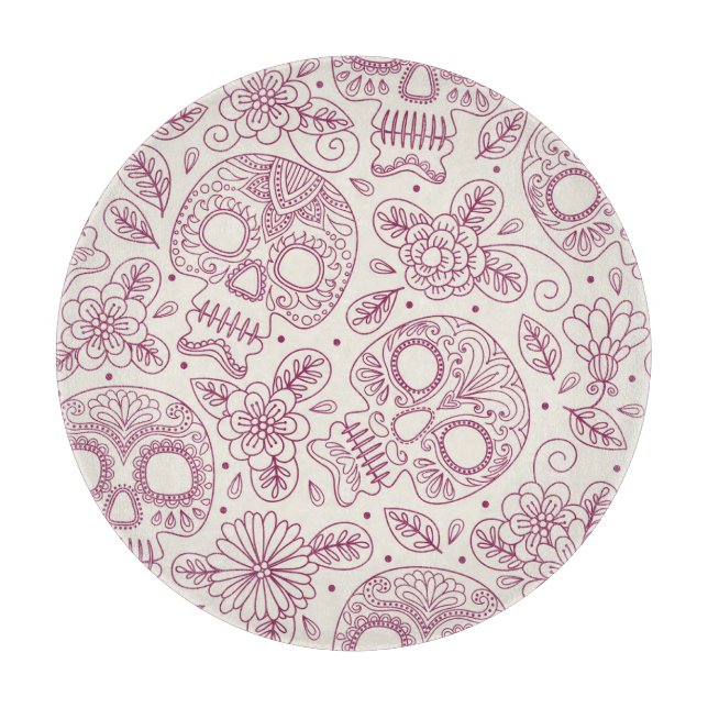 Skull Flowers: Mexican Day Seamless. Cutting Board (Front)