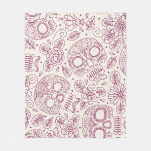 Skull Flowers: Mexican Day Seamless. Fleece Blanket