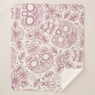Skull Flowers: Mexican Day Seamless. Sherpa Blanket