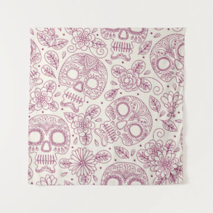 Skull Flowers: Mexican Day Seamless. Tapestry