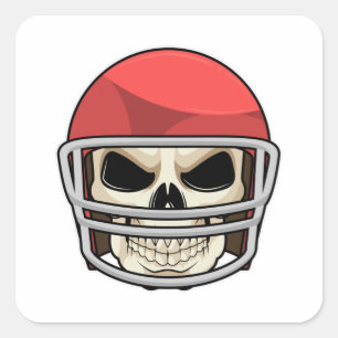 Skull Football Helmet Square Sticker
