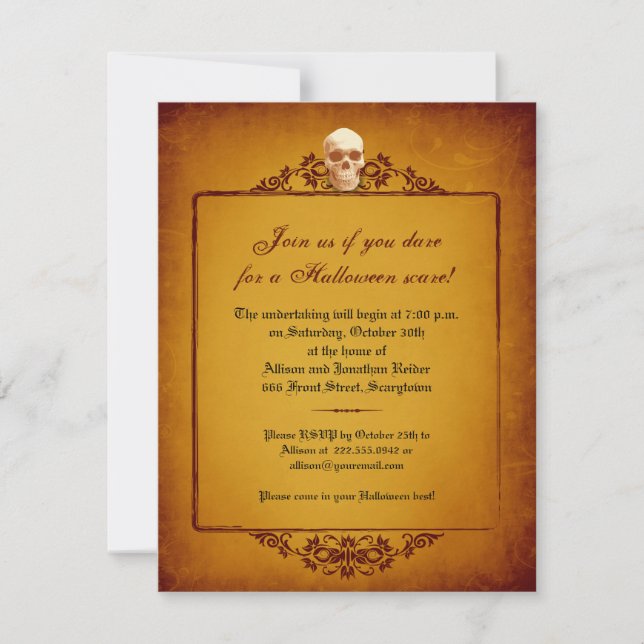 Skull Frame Halloween Invitation (Front)