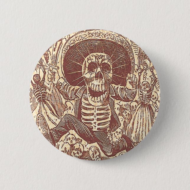 Skull from Oaxaca, La Calavera Oaxaqueña 6 Cm Round Badge (Front)