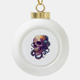 Skull from the Depths Ceramic Ball Christmas Ornament