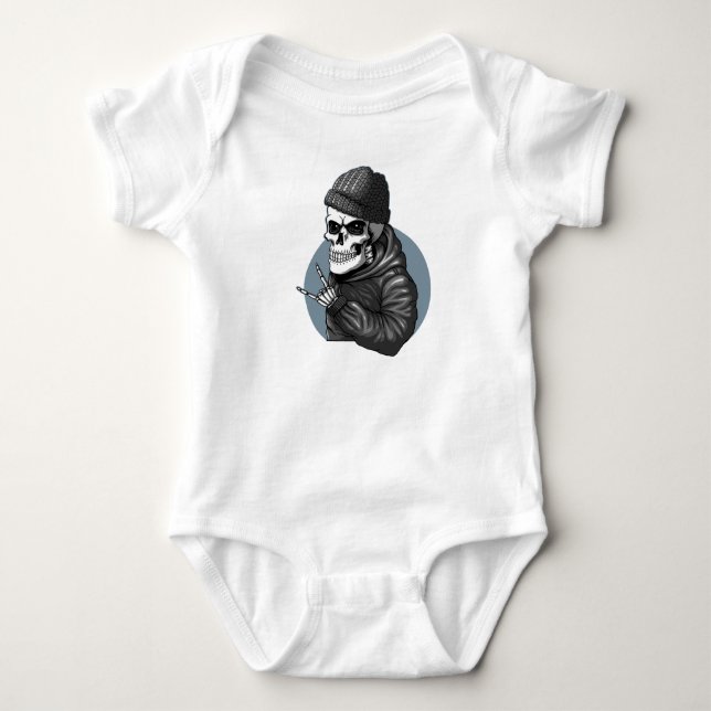 Skull funky  baby bodysuit (Front)