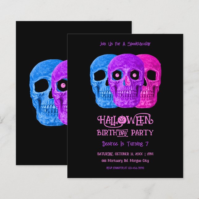 Skull Funny Gothic Pink Halloween Birthday Budget (Front/Back)