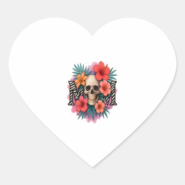 Skull Funny Mother Heart Sticker (Front)