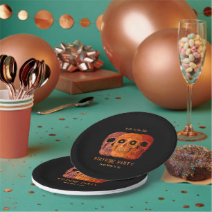 Skull Funny Orange Gothic Birthday RIP To His 20s Paper Plate