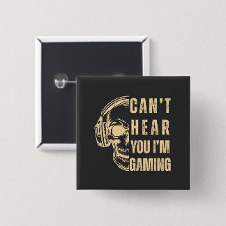 Skull Gamer Art – Can’t Hear You 15 Cm Square Badge