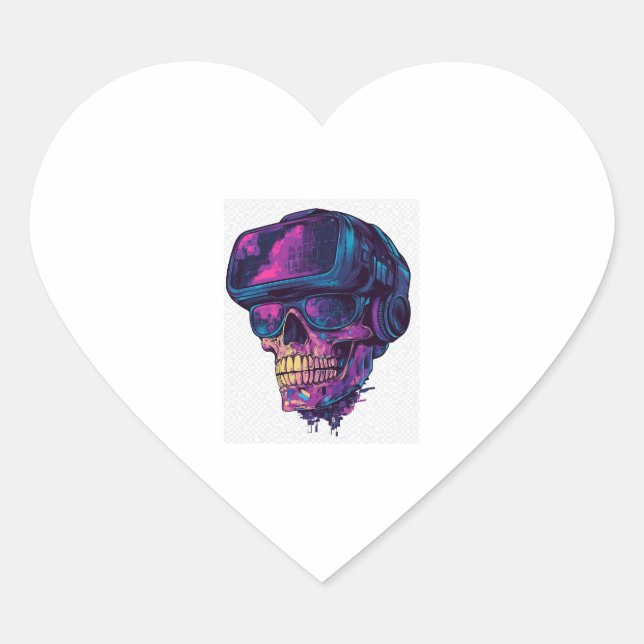 Skull Gamer Mode Heart Sticker (Front)