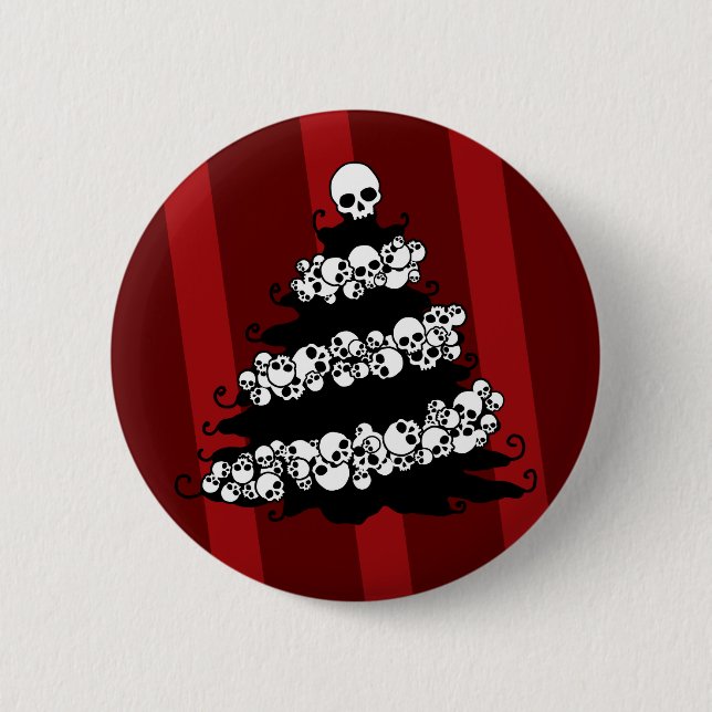 Skull Garland Christmas Tree 6 Cm Round Badge (Front)
