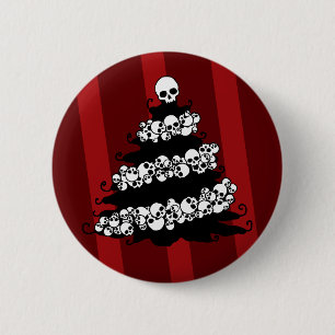 Skull Garland Christmas Tree 6 Cm Round Badge