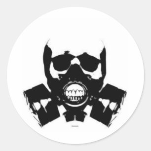skull-gas-mask-bones classic round sticker