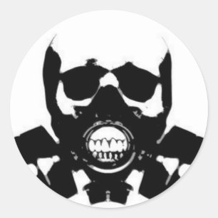 skull-gas-mask-bones classic round sticker