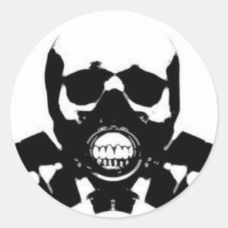 skull-gas-mask-bones classic round sticker