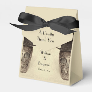Skull Gay Mr And Mr Vintage Retro Sepia Wedding Favour Box