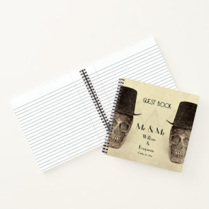 Skull Gay Mr And Mr Vintage Retro Sepia Wedding Gu Notebook