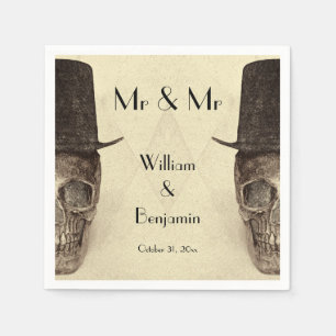 Skull Gay Mr And Mr Vintage Retro Sepia Wedding Napkin