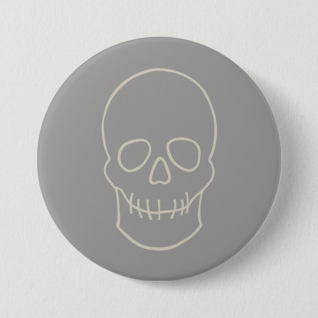 Skull - Ghost Grey and Bone White  7.5 Cm Round Badge (Front)