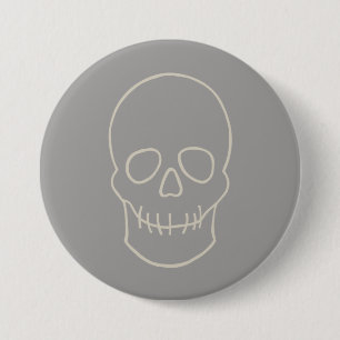 Skull - Ghost Grey and Bone White 7.5 Cm Round Badge